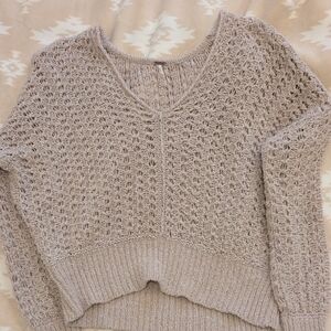 Free People V-Neck Sweater - Light Gray
